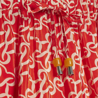 Orange Monogram Print Beach Trousers