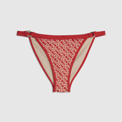 Orange Monogram Print Bikini Bottoms
