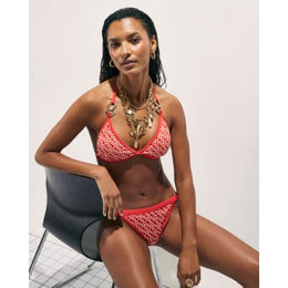 Orange Monogram Print Bikini Bottoms