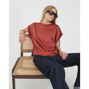 Orange Satin Turn Back Cuff T-shirt