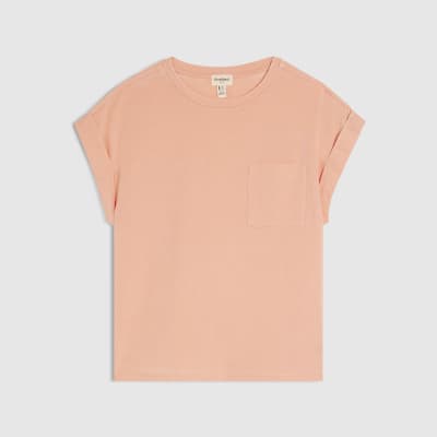 Orange Short Sleeve Burnout Pocket T-shirt