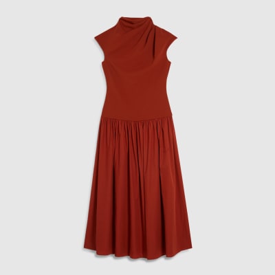 Orange Short Sleeve Hybrid Drape Maxi Dress