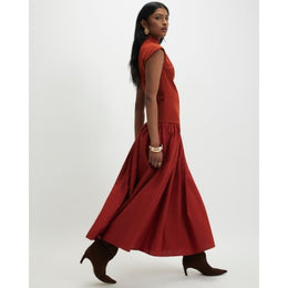 Orange Short Sleeve Hybrid Drape Maxi Dress