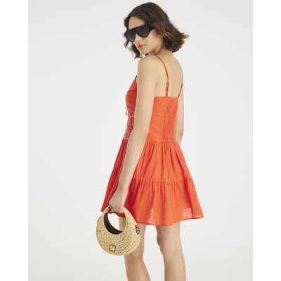Orange Sleeveless Mini Beach Dress