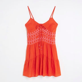 Orange Sleeveless Mini Beach Dress