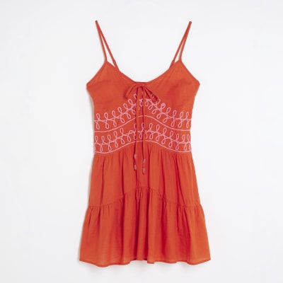 Orange Sleeveless Mini Beach Dress