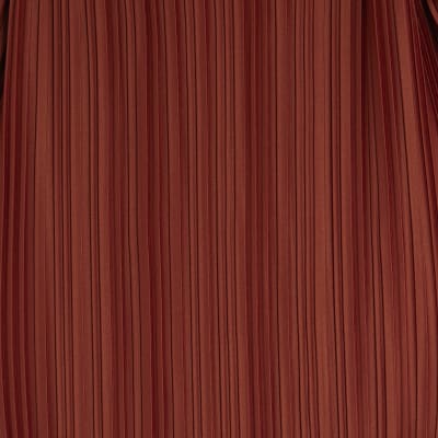 Orange Sleeveless Plisse Belted Midi Dress