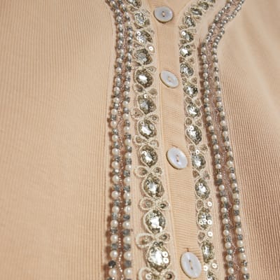 Orange Year Zero Embellished Trim Cardigan