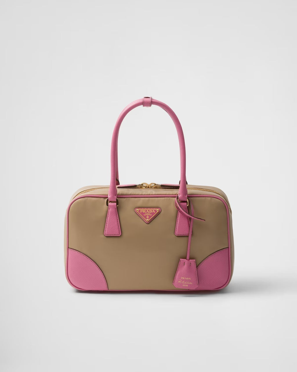 Prada Pink & Beige Top-Handle Bag