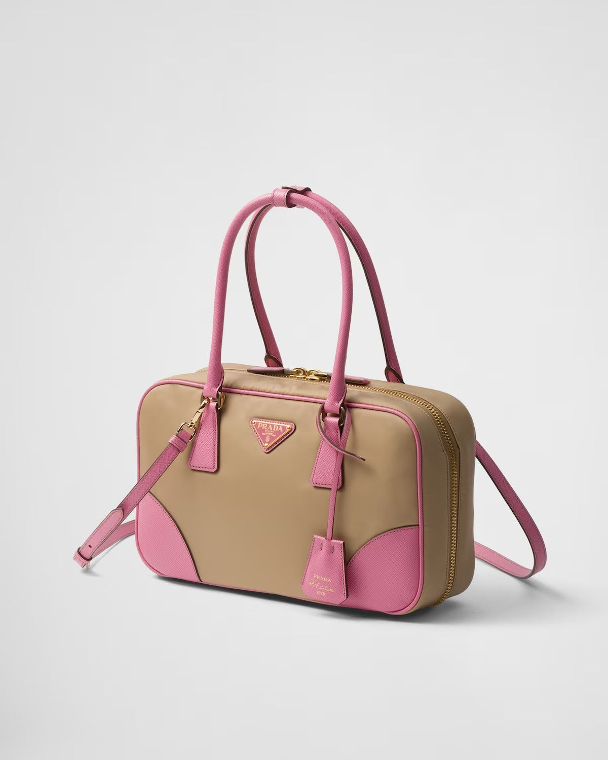 Prada Pink & Beige Top-Handle Bag