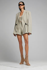 OVERSIZED TWILL BLAZER W/ DRAWSTRING