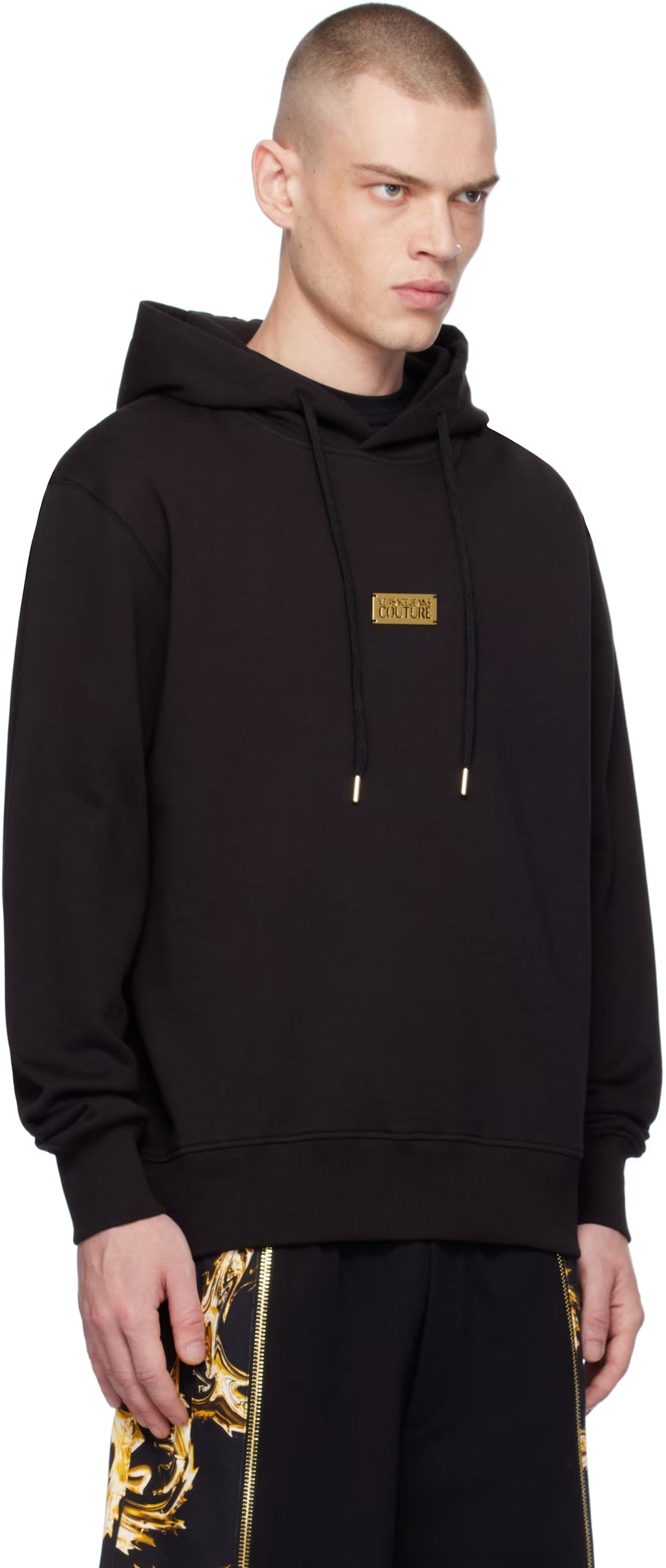 Black Logo Regular-Fit Hoodie