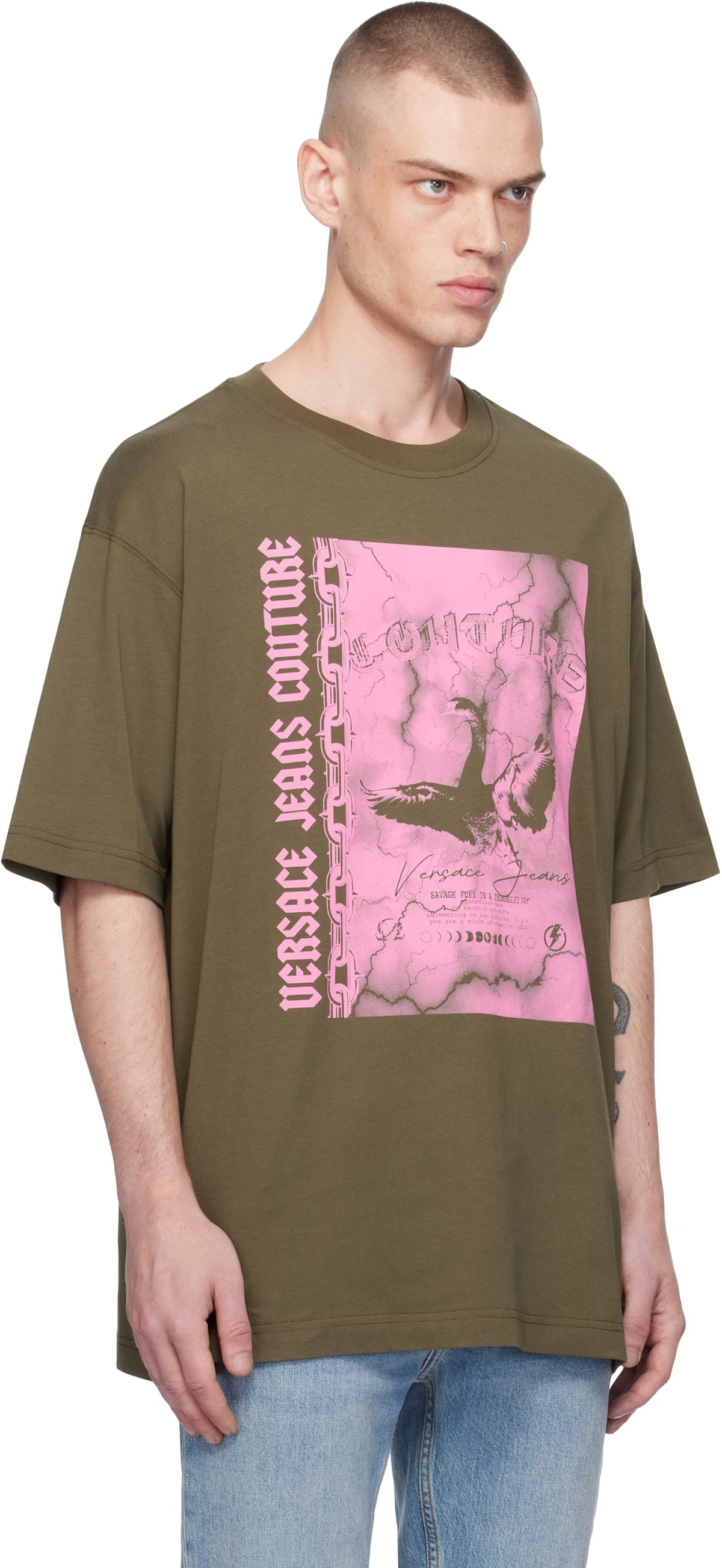 Khaki Screen-Printed T-shirt