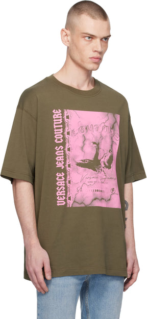 Khaki Screen-Printed T-shirt