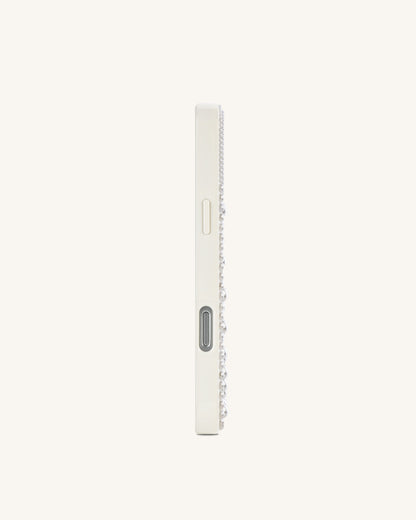 Pearl Artificial Crystal Bow Phone Case - White