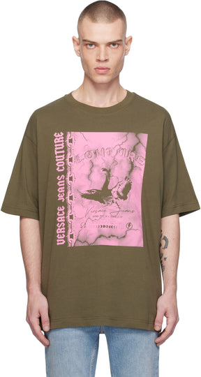 Khaki Screen-Printed T-shirt