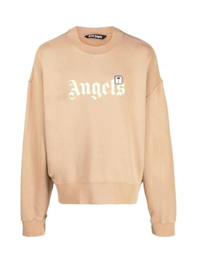 Palm Angels Bold Angels Logo Beige Sweatshirt
