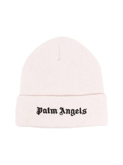 Palm Angels Brand Logo Beige Beanie