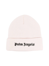 Palm Angels Brand Logo Beige Beanie