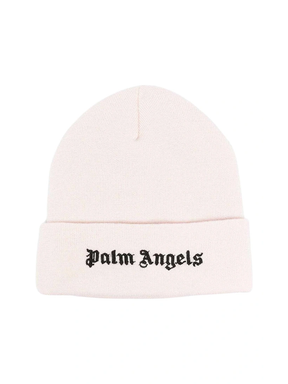 Palm Angels Brand Logo Beige Beanie