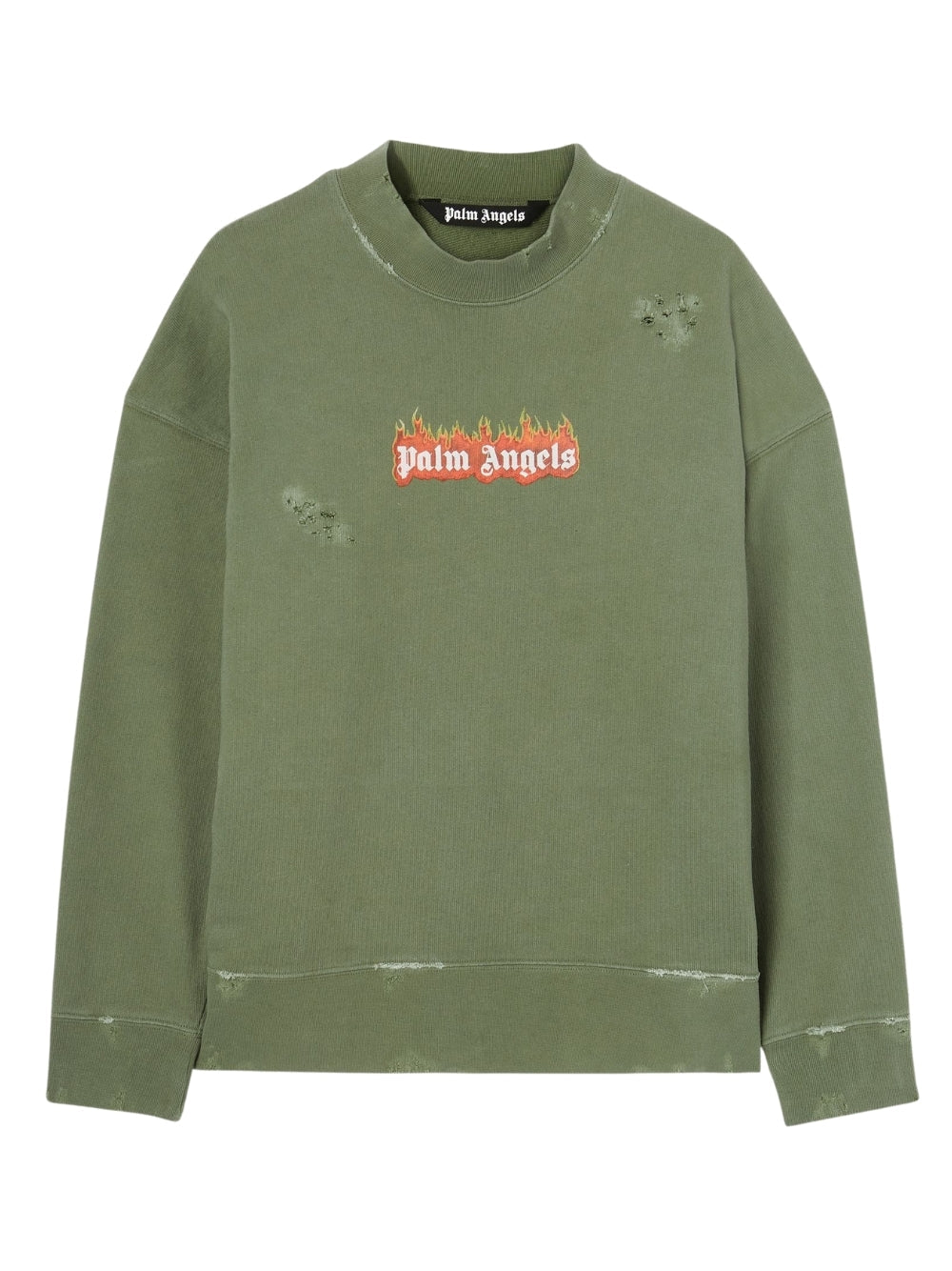 Palm Angels Burning Logo Green Sweatshirt