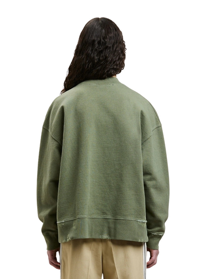 Palm Angels Burning Logo Green Sweatshirt