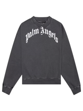 Palm Angels Curved Logo Washed Black Sweatshirt