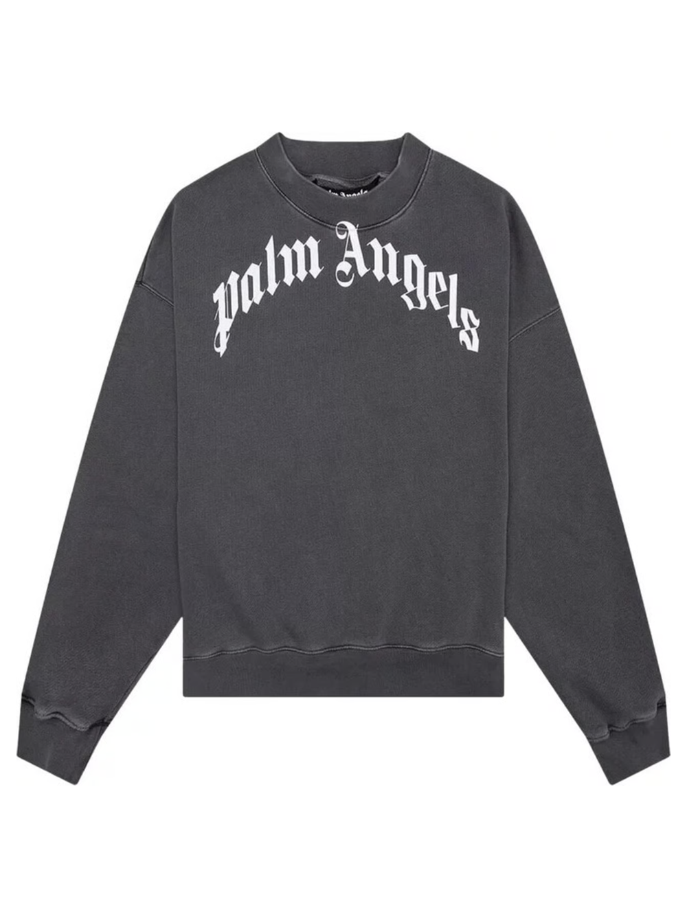Palm Angels Curved Logo Washed Sweatshirt in Black