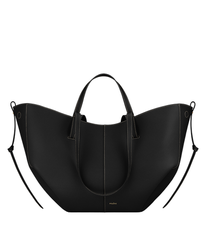 Cyme - Textured Black with Ecru Stitching