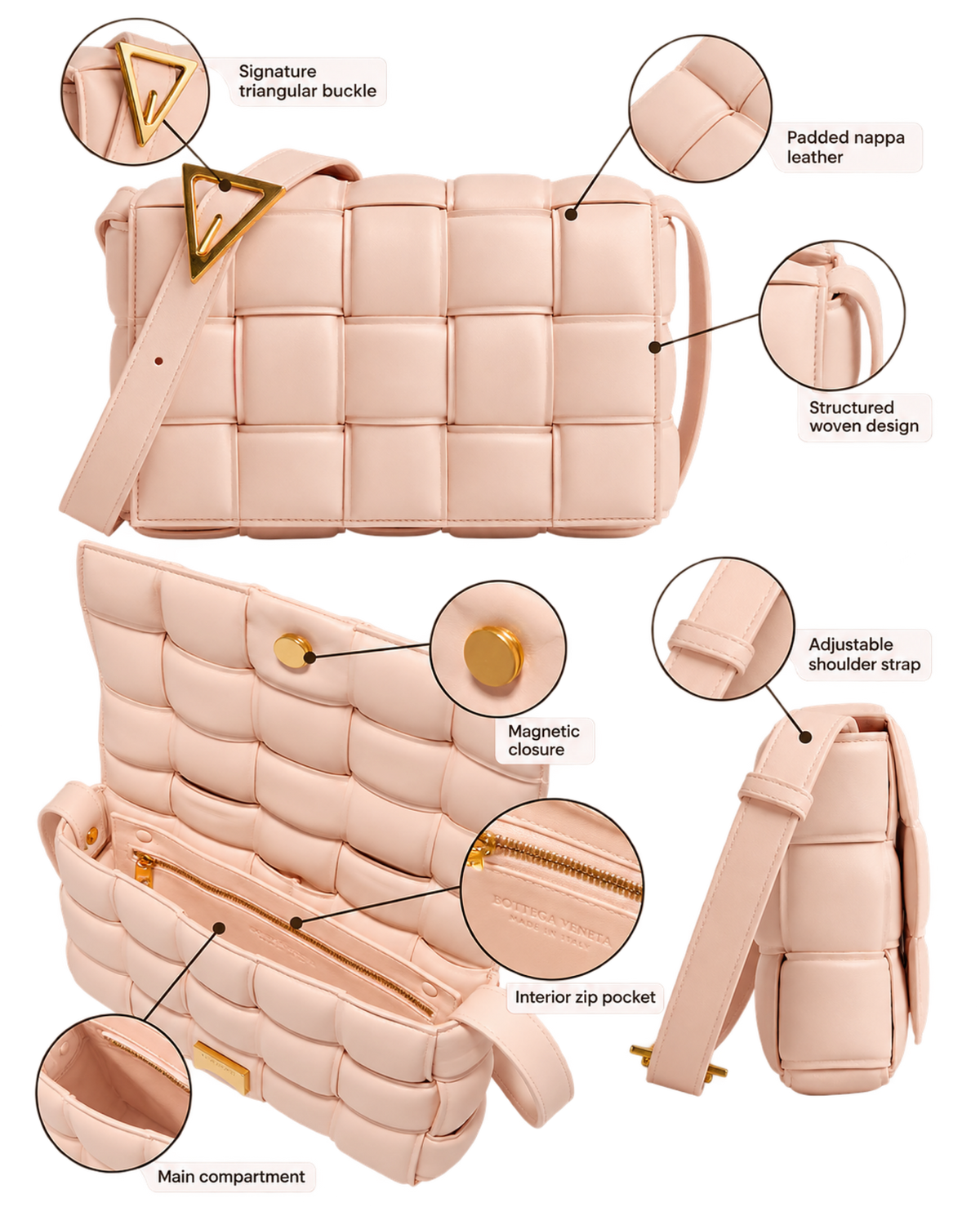 Padded Cassette Bag in Nappa
