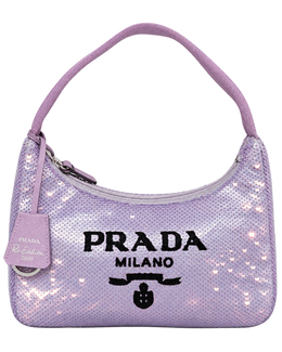 Paillettes Sequin Mini Re-Edition 2000 Bag Lilium Black