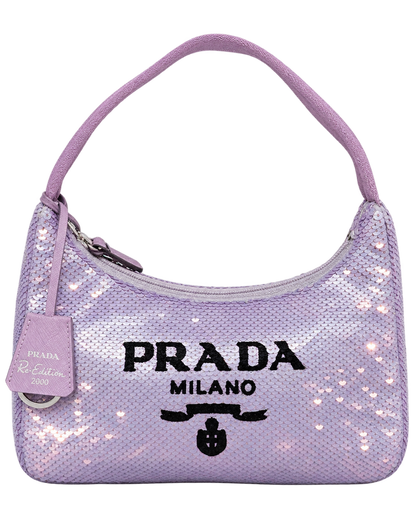 Paillettes Sequin Mini Re-Edition 2000 Bag Lilium Black