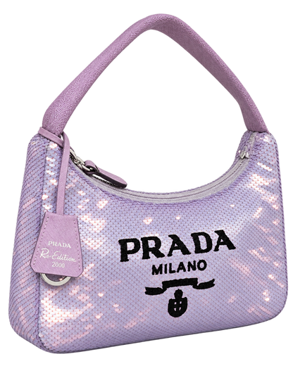 Paillettes Sequin Mini Re-Edition 2000 Bag Lilium Black