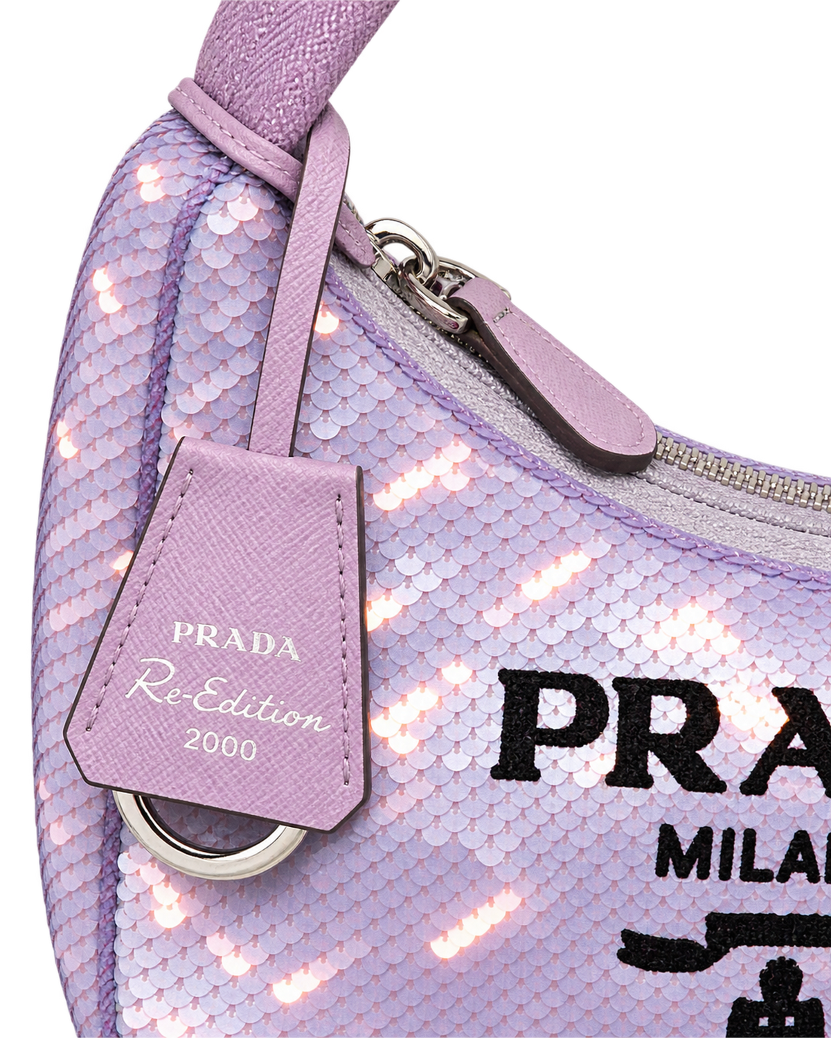Paillettes Sequin Mini Re-Edition 2000 Bag Lilium Black