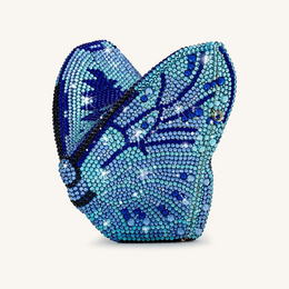 Paisley Crystal Butterfly Clutch - Blue
