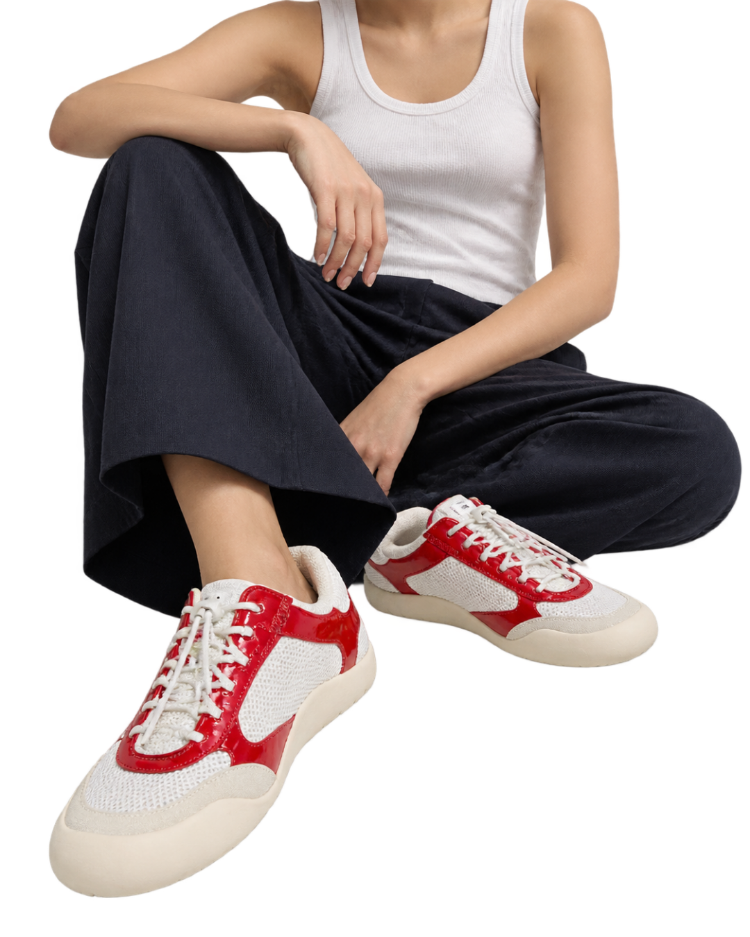 Patent Leather-Mesh Speedrock Sneakers