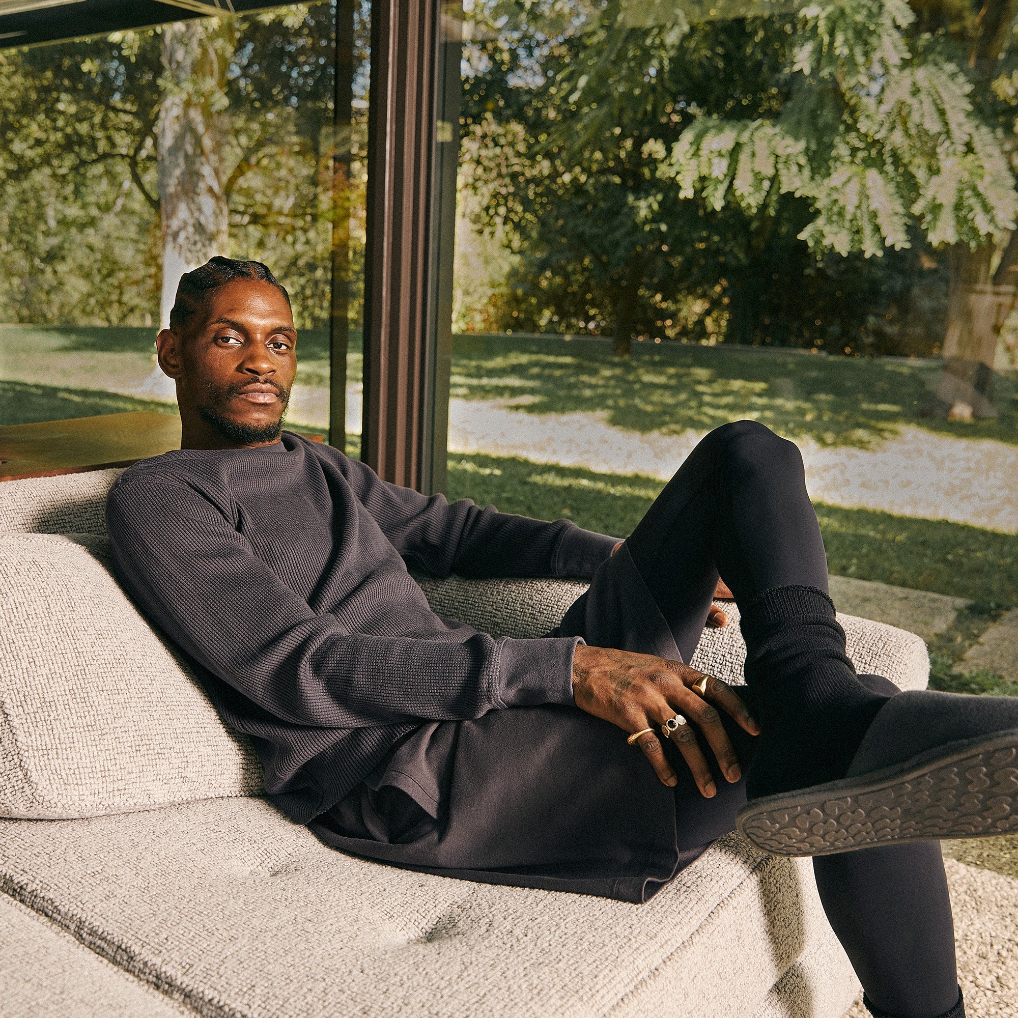 WAFFLE MENS CLASSIC LONG SLEEVE T-SHIRT | ASH