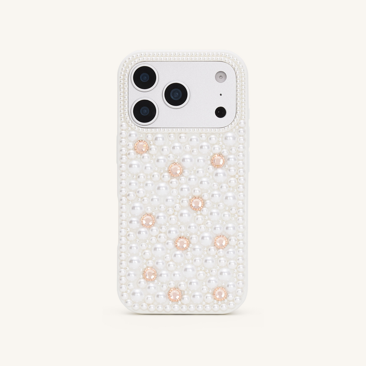 Pearl Embellished Phone Case - White