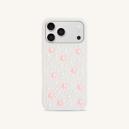 Pearl Star Embellished Phone Case - White