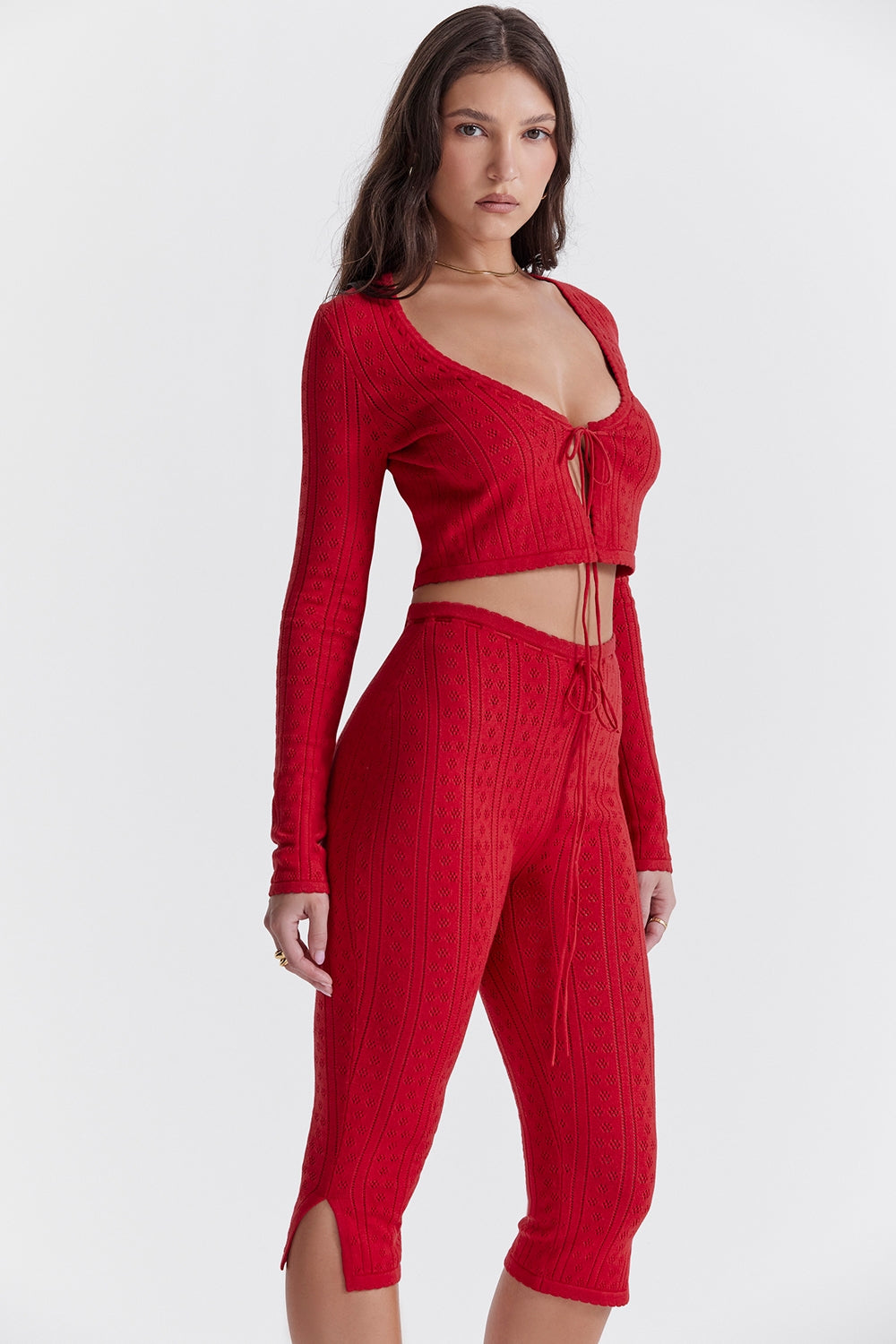 Cherry ribbed knit top