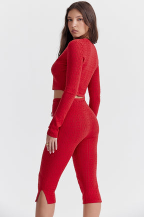 Cherry ribbed knit top