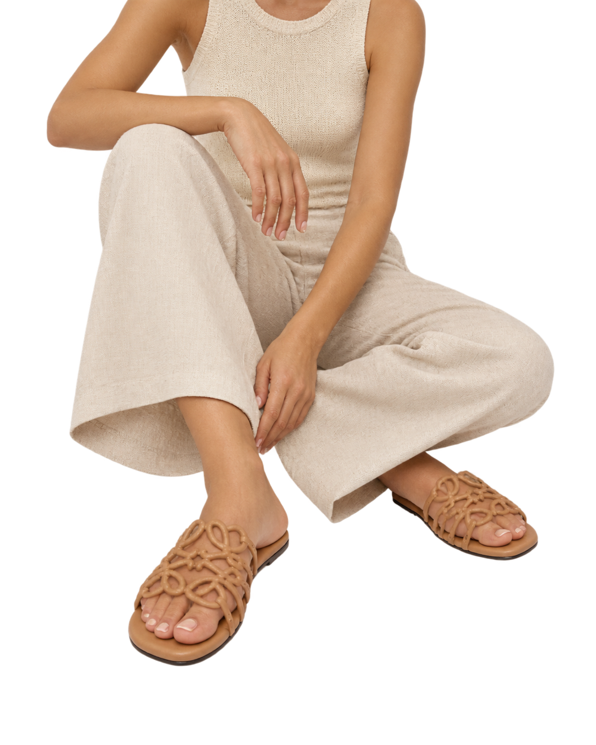 Petal Anagram slide in calfskin