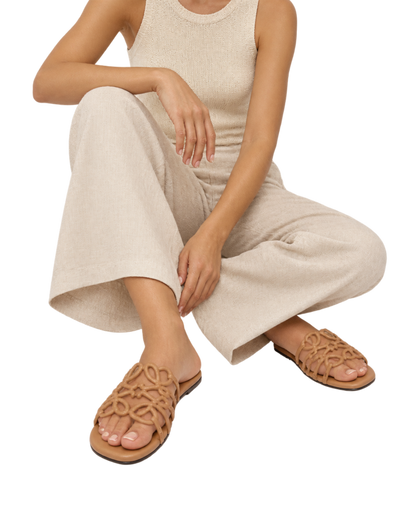 Petal Anagram slide in calfskin