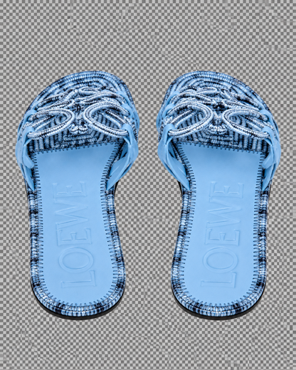 Petal Anagram slide in embroidered canvas