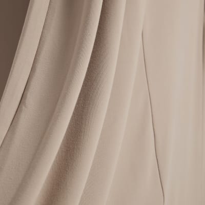 Petite Beige Fitted Waist Maxi Dress