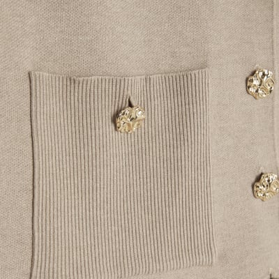 Petite Beige Knitted Waistcoat
