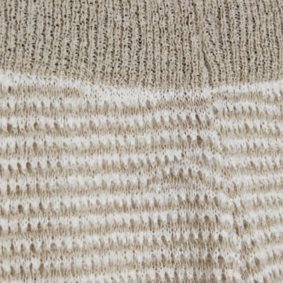 Petite Beige Striped Knitted Trousers