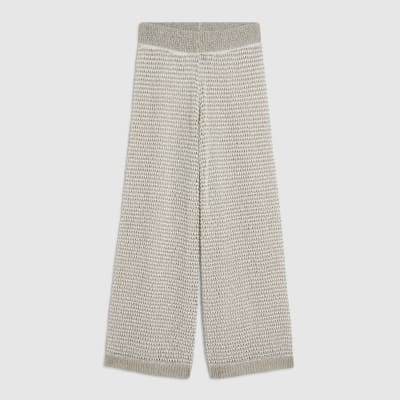 Petite Beige Striped Knitted Trousers
