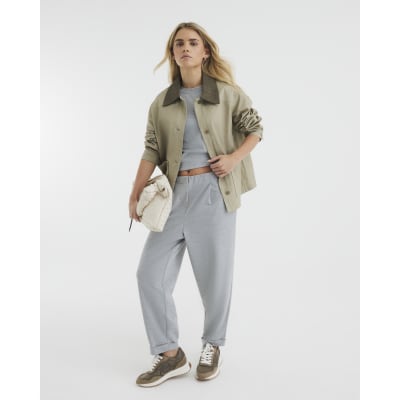 Petite Beige Washed Barn Jacket