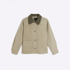 Petite Beige Washed Barn Jacket